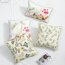 GobekUsa Daisy Floral Green Leaves Embroidery Cushion Cover for Living Room Bedroom