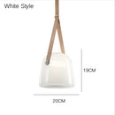 GobekUsa Glass Hanging Lamps Leather Pendant Light Fixture for Kitchen Living Room Bedroom