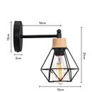 GobekUsa Black Wooden Wall Light Modern E27 LED Sconce Living Room Decor