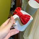 GobekUsa Bow Knot Ceramic Coffee Mug, Handgrip Porcelain Cup, Children Birthday Present