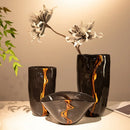 GobekUsa Black Glass Vase Flower Pot for Terrarium Room Decoration and Floral Arrangement