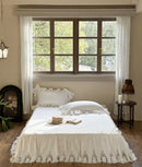 GobekUsa 100% Cotton Ruffles Bedding Set with Double-layer Yarn and Soft Skin Friendly Texture