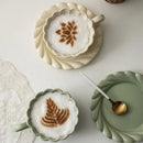 GobekUsa Elegant Lace Ceramic Coffee Cup and Saucer Set for Home and Office
