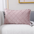 GobekUsa Houndstooth Cushion Cover 30x50cm Black and White Bow Waist Pillow Case
