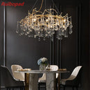 GobekUsa Elegant Gold Metal Branch Chandelier with Glass Water Drop Crystals