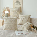 GobekUsa Boho Beige White Tufted Tassel Pillow Cover Set