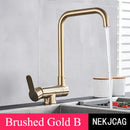 GobekUsa 360° Rotating Black Kitchen Faucet, Deck Mount Sink Mixer Tap, 304 Stainless Steel