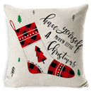 GobekUsa Elk Print Linen Pillowcase: Festive Christmas Cushion Cover for Sofa - 2023 New Year Decor