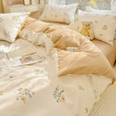 GobekUsa Double-Sided Floral Print Cotton Bedding Set - Queen Size Soft Duvet Cover Set
