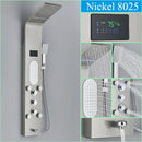 GobekUsa LED Blue Light Shower System with Temperature Display, Massage Column, Waterfall Rainfall