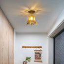 GobekUsa Amber Glass LED Ceiling Light: Modern Aluminum Wood Kitchen Balcony Room Lamp