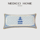 GobekUsa Blue Chinoiserie Home Pagoda Bolster Pillowcase 30x65 Luxury Cushion Cover