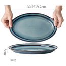 GobekUsa Beautiful Blue Ceramic Bowl Kiln Dinnerware Dish