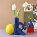 GobekUsa Cartoon Abstract Ceramic Vase with Cut-out Letter Design