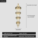 GobekUsa Elegant Crystal Hollow Long Chandelier for Duplex Living Room and Stairwell