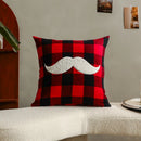 GobekUsa Christmas Letter Embroidery Plaid Cushion Cover Set
