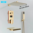 GobekUsa Gold Digital Display Shower Set with Rainfall Head - Waterfall Bath Shower System