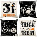 GobekUsa Halloween Pumpkin Linen Cushion Cover Set for Home Sofa Bedroom Decor