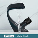 GobekUsa Black Brass Basin Faucet - Cold & Hot Waterfall Sink Tap