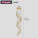 GobekUsa Loft Black LED Stair Chandelier for Modern Living Room and Restaurant