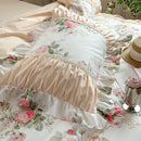 GobekUsa Korean Princess Style Floral Cotton Bedding Set with Ruffles