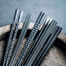 GobekUsa Japanese Style Black Alloy Chopsticks - 10 Pairs | Anti-Slip, Moisture-Proof, High Temperature Tableware