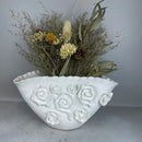 GobekUsa Embossed Rose Ceramic Flower Vase Handmade Porcelain Craft Home Decor