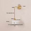 GobekUsa Ceramic LED Wall Lamps Pull Chain Switch Rotate Copper Vanity Light
