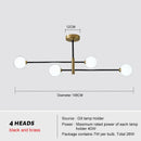 GobekUsa Glass Brass Chandelier: Nordic Modern Pendant Lights for Home, Living Room, Bedroom, Restaurant