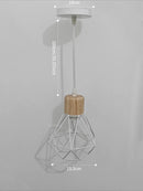 Vintage Black Wood and Iron Cage Pendant Light