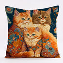 GobekUsa Cat Design Linen Pillowcase 45x45cm for Home Decor and Cushion Covers