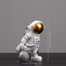 GobekUsa Astronaut Figurines: Modern Spaceman with Moon Sculpture, Perfect Gift for Man & Boyfriend