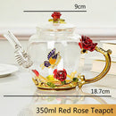 GobekUsa Daisy Enamel Crystal Glass Teapot Set for Hot and Cold Drinks