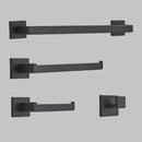 GobekUsa Black Bathroom Hardware Set: Robe Hook, Towel Rail, Shelf, Tissue Holder
