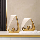 GobekUsa Geometric Triangles Golden Ball Skeleton Sculpture: Abstract Home Decor Figurine