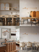 GobekUsa Ash Wood LED Pendant Lights: Dimmable, RC/APP Controlled for Indoor Decor.
