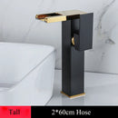 GobekUsa LED Waterfall Basin Faucet Brass Temperature Colors Change Mixer Tap