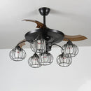 GobekUsa Black Crystal LED Ceiling Fan Chandelier, 6/9 Heads, Remote Control, Reverse Motor
