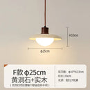 GobekUsa Japanese Wooden Stone Chandelier Pendant Light, Wabi-Sabi Style Yellow Cavity-Stone Lamp