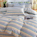 GobekUsa Cotton Stripe Comforter Cover Set for Single Double Bed - Autumn Winter