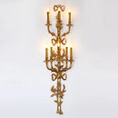 GobekUsa Baroque Antique Brass Leaf Gold Wall Sconce - 5 Candle Lights