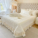 GobekUsa Korean Princess Style Quilted Bedding Set with Lace Ruffles 200x230cm