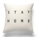 GobekUsa Lambswool Face Cushion Cover 45x45 Beige White Abstract Art Pillowcase