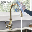 GobekUsa Gold Sensor Kitchen Faucet Pull Out Touch Control Mixer Tap Sink Crane