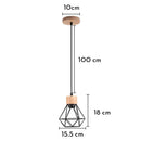 Vintage Black Wood and Iron Cage Pendant Light