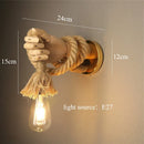 GobekUsa Hand Shape Hemp Rope Wall Light for Corridor Bar Restaurant, E27 Wall Decoration Lamp