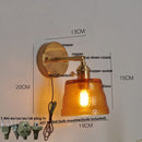 GobekUsa Clear Glass LED Wall Sconce with Pull Chain Switch, Brass E27, Bedroom Reading Light