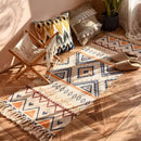 GobekUsa Linen Plaid Cotton Weave Carpet - Bohemian Style Rug for Living Room, Bedroom, and Home Decor