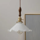 GobekUsa White Glass LED Pendant Lights with Walnut Wood Details