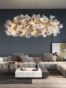 GobekUsa Glass Crystal LED Branches Chandelier Pendant Light - Handmade Kapok Flower Decoration